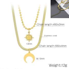 Stainless Steel Double Layer Mangxing Moon Necklace