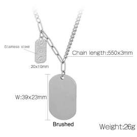 Stainless steel military pendant necklace