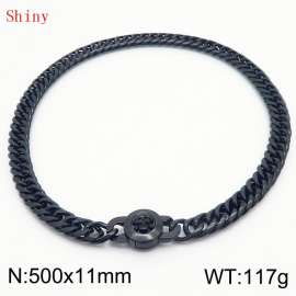 11mm50cm Personalized Fashion Titanium Steel Polished Whip Chain Black Necklace with Skull Head Snap Button