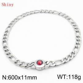 600×11mm Punk Vintage NK Chain Men Necklace Stainless Steel Cuban Link Chain Gold Color Red Stone Clasp Male Choker Collar