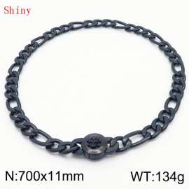 700×11mm Masculina Chains Bulk Gothic Cuban Link Necklace For Man Black Color Skull Clasp NK Chain Stainless Steel Thick Figaro Collar Choker