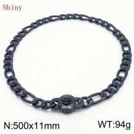 500×11mm Masculina Chains Bulk Gothic Cuban Link Necklace For Man Black Color Skull Clasp NK Chain Stainless Steel Thick Figaro Collar Choker