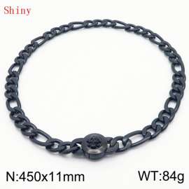 450×11mm Masculina Chains Bulk Gothic Cuban Link Necklace For Man Black Color Skull Clasp NK Chain Stainless Steel Thick Figaro Collar Choker