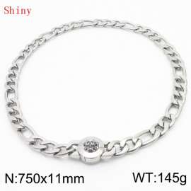 750×11mm Masculina Chains Bulk Gothic Cuban Link Necklace For Man Silver Color Skull Clasp NK Chain Stainless Steel Thick Figaro Collar Choker