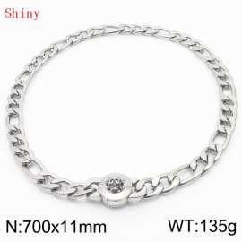 700×11mm Masculina Chains Bulk Gothic Cuban Link Necklace For Man Silver Color Skull Clasp NK Chain Stainless Steel Thick Figaro Collar Choker