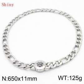 650×11mm Masculina Chains Bulk Gothic Cuban Link Necklace For Man Silver Color Skull Clasp NK Chain Stainless Steel Thick Figaro Collar Choker