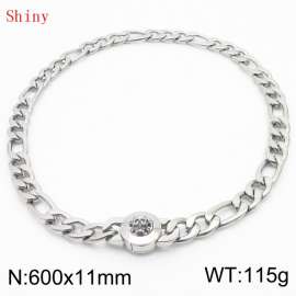 600×11mm Masculina Chains Bulk Gothic Cuban Link Necklace For Man Silver Color Skull Clasp NK Chain Stainless Steel Thick Figaro Collar Choker