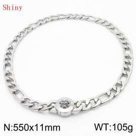 550×11mm Masculina Chains Bulk Gothic Cuban Link Necklace For Man Silver Color Skull Clasp NK Chain Stainless Steel Thick Figaro Collar Choker