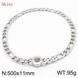 500×11mm Masculina Chains Bulk Gothic Cuban Link Necklace For Man Silver Color Skull Clasp NK Chain Stainless Steel Thick Figaro Collar Choker