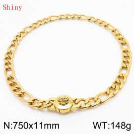 750×11mm Masculina Chains Bulk Gothic Cuban Link Necklace For Man Gold Color Skull Clasp NK Chain Stainless Steel Thick Figaro Collar Choker