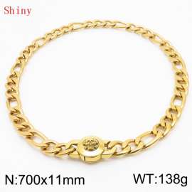 700×11mm Masculina Chains Bulk Gothic Cuban Link Necklace For Man Gold Color Skull Clasp NK Chain Stainless Steel Thick Figaro Collar Choker