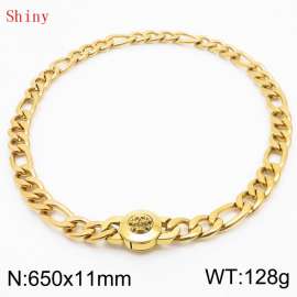 650×11mm Masculina Chains Bulk Gothic Cuban Link Necklace For Man Gold Color Skull Clasp NK Chain Stainless Steel Thick Figaro Collar Choker