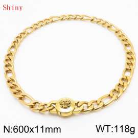 600×11mm Masculina Chains Bulk Gothic Cuban Link Necklace For Man Gold Color Skull Clasp NK Chain Stainless Steel Thick Figaro Collar Choker