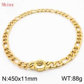 450×11mm Masculina Chains Bulk Gothic Cuban Link Necklace For Man Gold Color Skull Clasp NK Chain Stainless Steel Thick Figaro Collar Choker