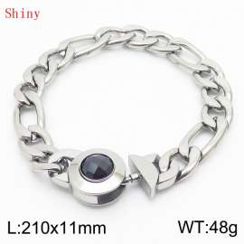 210×11mm Stainless Steel Bracelet for Men Silver Color NK Chain Curb Cuban Link Chain Black Stone Clasp Men's Bracelet