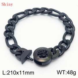 210×11mm Stainless Steel Bracelet for Men Black Color NK Chain Curb Cuban Link Chain Skull Clasp Men's Bracelet
