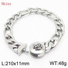 210×11mm Stainless Steel Bracelet for Men Silver Color NK Chain Curb Cuban Link Chain Skull Clasp Men's Bracelet