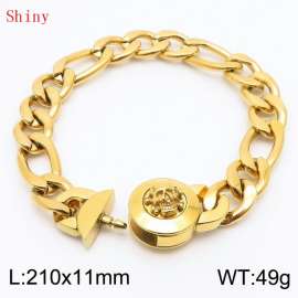 210×11mm Stainless Steel Bracelet for Men Gold Color NK Chain Curb Cuban Link Chain Skull Clasp Men's Bracelet