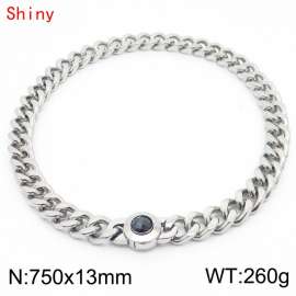 Fashion Stainless Steel Long Cuban Link Chain Necklace for Men Women Silver Color Twist Thick Chain Collar Choker 750×13mm Chunky Strand Necklace