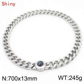 Fashion Stainless Steel Long Cuban Link Chain Necklace for Men Women Silver Color Twist Thick Chain Collar Choker 700×13mm Chunky Strand Necklace