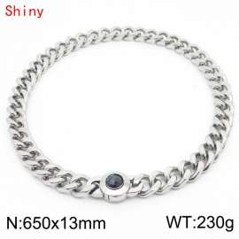 Fashion Stainless Steel Long Cuban Link Chain Necklace for Men Women Silver Color Twist Thick Chain Collar Choker 650×13mm Chunky Strand Necklace