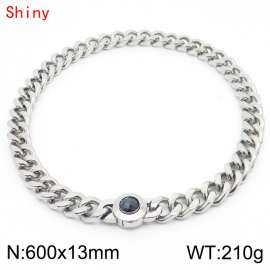 Fashion Stainless Steel Long Cuban Link Chain Necklace for Men Women Silver Color Twist Thick Chain Collar Choker 600×13mm Chunky Strand Necklace