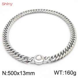 500×13mm Modyle Fashion Cuban Chain Long Necklace for Men  Basic Punk Stainless Steel Link Chokers Homme