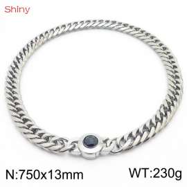 750×13mm Classic Cuban Chain Necklace Temperament Retro Trend Party Wear Amulet Stainless Steel Choker Non-Fading Accessories