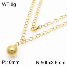 Fashion stainless steel 500 × 3.6mm special chain hanging round bead pendant charm gold necklace