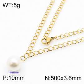 Fashion stainless steel 500 × 3.6mm special chain hanging pearl pendant charm gold necklace