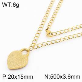 Fashion stainless steel 500 × 3.6mm special chain hanging heart shaped pendant charm gold necklace