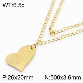 Fashion stainless steel 500 × 3.6mm special chain hanging irregular heart shaped pendant charm gold necklace