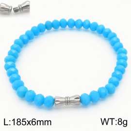 Personalized cylindrical threaded buckle handmade DIY blue beaded stainless steel men's and women's bracelet