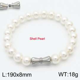 8mm Personalized cylindrical threaded buckle handmade DIY shell pearl stainless steel men and women's bracelet