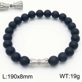 8mm Personalized cylindrical threaded buckle handmade DIY agate bead stainless steel men's and women's beaded bracelet