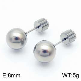 8mm spherical stainless steel simple and fashionable charm women's silver earrings
