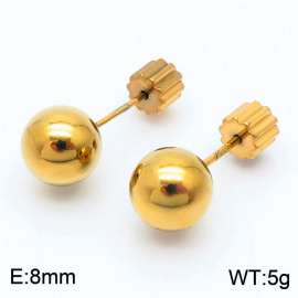 8mm spherical stainless steel simple and fashionable charm women's gold earrings