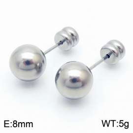 8mm spherical stainless steel simple and fashionable charm women's silver earrings