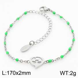 Halloween Pumpkin Fluorescent green Bohemian Women's Stainless Steel Bracelet