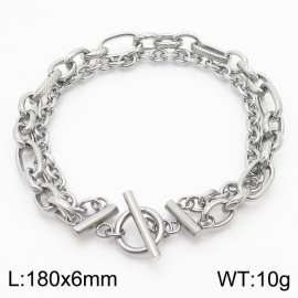 Double layer winding irregular titanium steel ot buckle bracelet