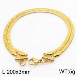 Double layer snake bone chain gold  Colored titanium steel bracelet