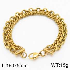 Fried Dough Twists Splice Chain Double Gold Stainless Steel Bracelet