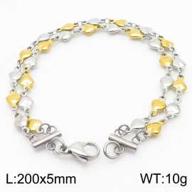 Love splicing double layer stainless steel room gold bracelet