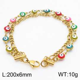 Colorful Eye Demon Eye Bracelet with Double Layer Splice Gold Titanium Steel Bracelet