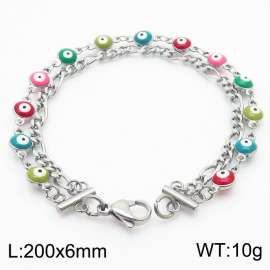 Colorful Eye Demon Eye Bracelet Double Layer Spliced Steel Titanium Steel Bracelet