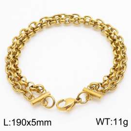 Stainless steel double layer splicing chain gold bracelet