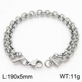 Stainless steel double layer splicing chain steel color bracelet