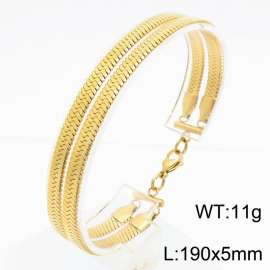 Double layer snake bone chain stainless steel gold bracelet