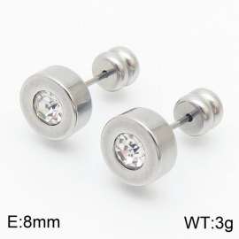 Women Stainless Steel&Zircon Round Earrings with Smooth Round Post