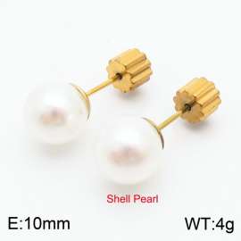 French niche design sense 10mm pearl stainless steel fashionable charm women's gold earrings